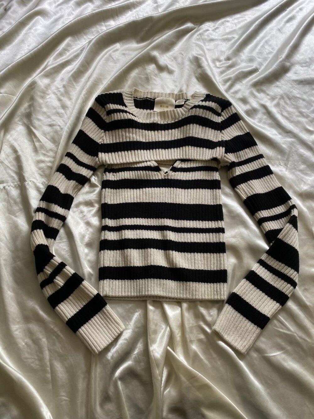 Maeve Anthropologie Black White Striped Sweater Shrug Tank Set XS